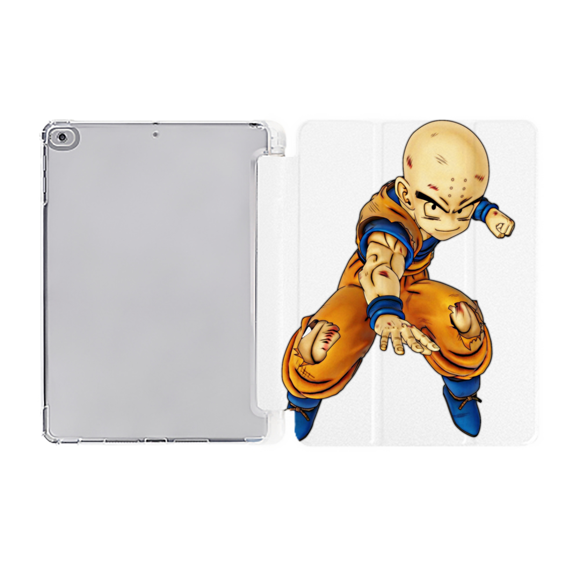 （画像用） ドラゴンボール クリリン DRAGON BALL krillin IPad ケース ペン収納付き 三つ折りスタンド PUレザー×シリコン 対応機種9.5/10.5/10.9インチ